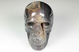 Polished Banded Agate Skull with Quartz Crystal Pocket #190434-2